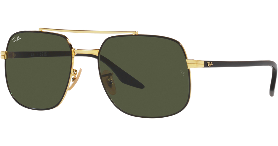 Ray-Ban Sonnenbrille Unisex Ray-Ban RB3699 900031 Glänzendes Schwarz auf Gold/Grün Ansicht 1