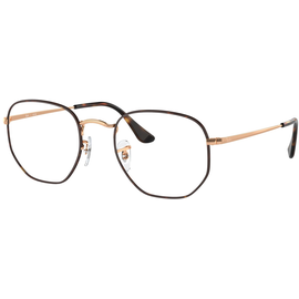 Ray-Ban Brille Unisex Ray-Ban 0RX6448 3176, Glänzendes Havana auf Roségold - SMALL