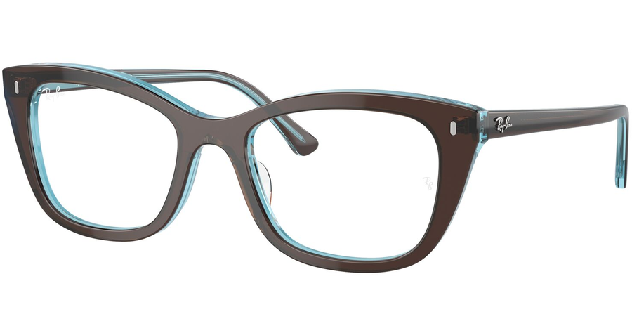 Ray-Ban Brille Damen Ray-Ban 0RX5433 8366, Glänzendes Braun auf Transparent Blau - MEDIUM Ansicht 1