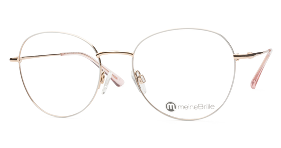 meineBrille 04-12040-02, Weiß/Gold Schräg links - Ansicht 3