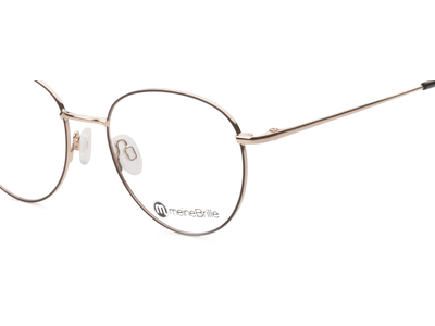 meineBrille 04-96090-02, Braun Matt/Gold Glänzend nah